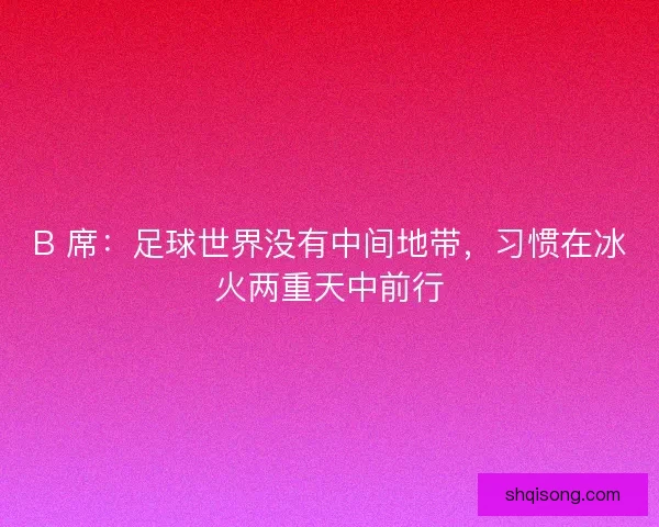 B 席：足球世界没有中间地带，习惯在冰火两重天中前行