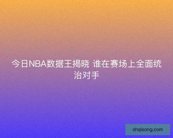 今日NBA数据王揭晓 谁在赛场上全面统治对手