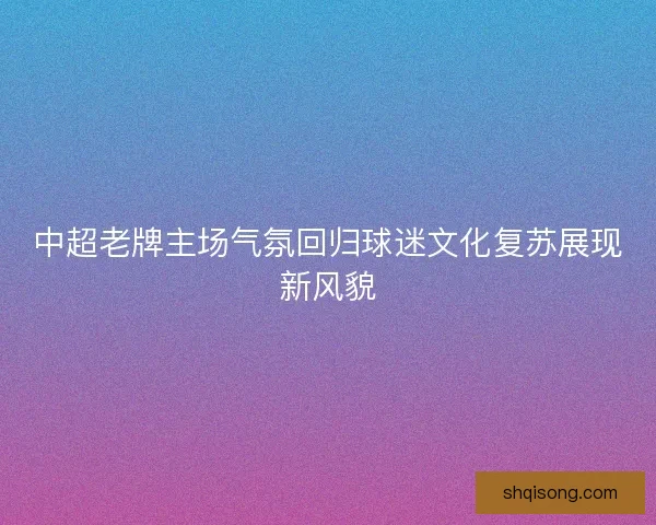 中超老牌主场气氛回归球迷文化复苏展现新风貌
