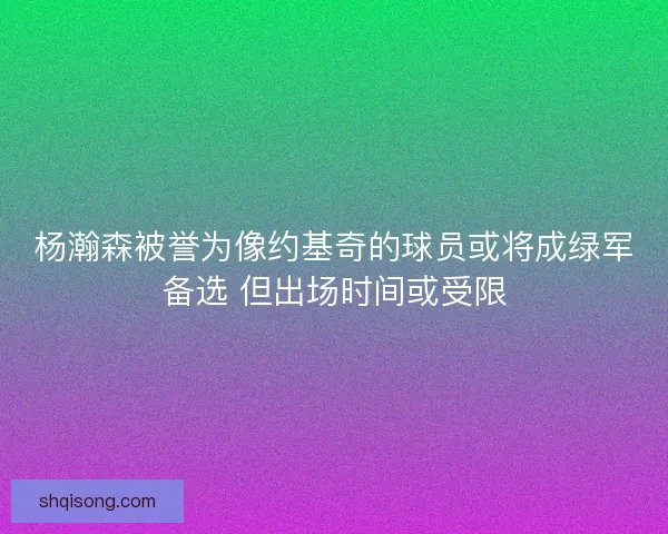 杨瀚森被誉为像约基奇的球员或将成绿军备选 但出场时间或受限
