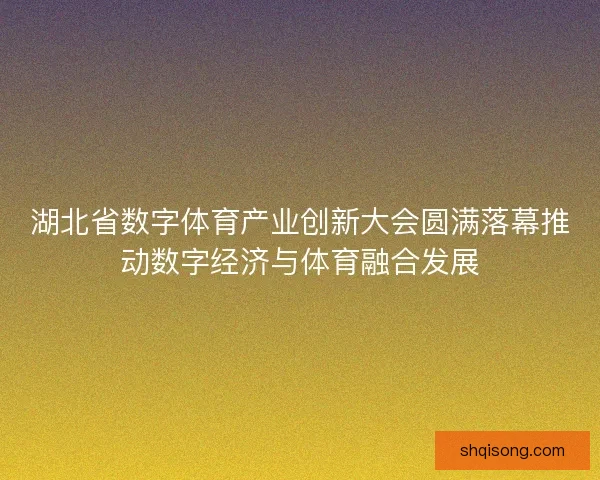 湖北省数字体育产业创新大会圆满落幕推动数字经济与体育融合发展